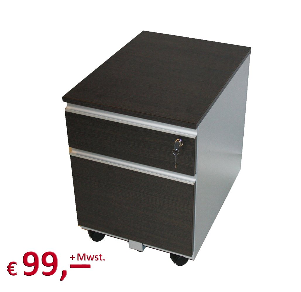 Rollcontainer - "Wenge"-Design - Zentralschloss - originalverpackt