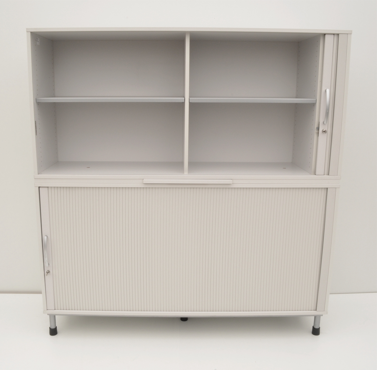 Querrollladenschrank - 4 OH, 160 cm - weißgrau - Haworth