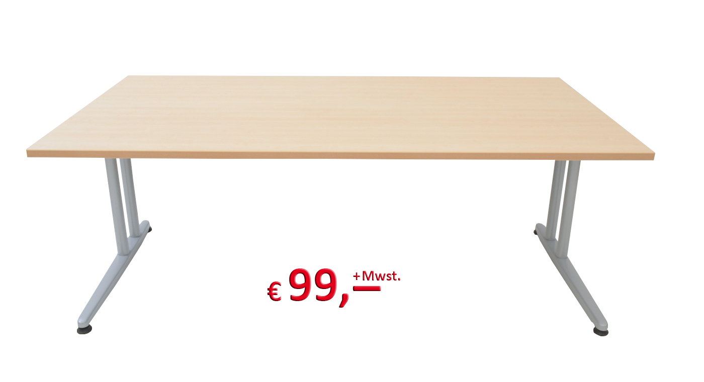Schreibtisch - 180 cm - C-Fuß Gestell - Ahorn - Schärf